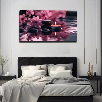 Burnt Candle Floating On Water Wall Art Canvas Office Home Room Framed 120x60cm