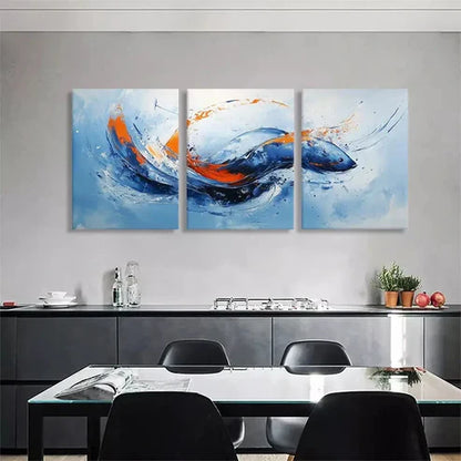 3pcs Abstract Fish Décor Blue Orange Perfect Wall Art Canvas Unframed – High Quality Print 100% Australian Made Wall Canvas - Bella Home Decor