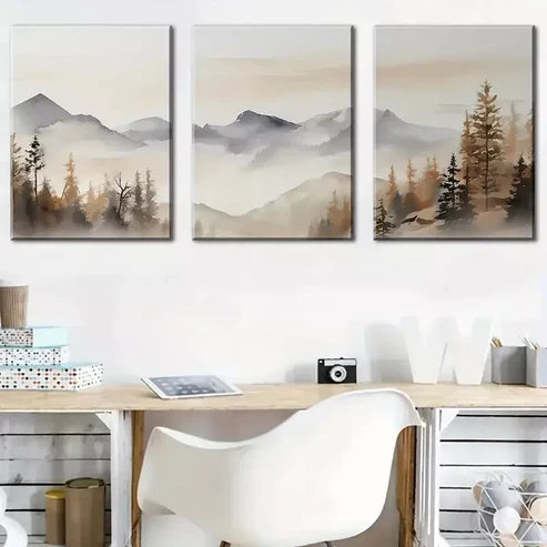 3pcs Abstract Forest  Art Set Canvas Unframed - High Quality Print 100% Australian Made Wall Canvas - Bella Home Decor