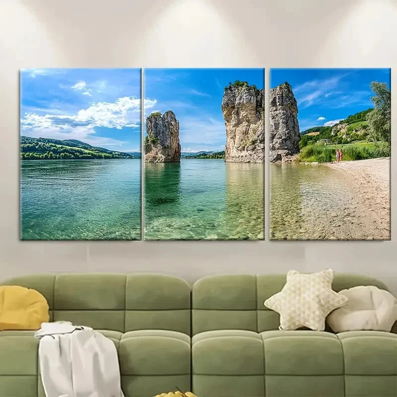 3pcs Rhine River Lorelei Rock RI   Wall Art Set Canvas Framed 40x60cm - High Quality Print 100% Australian Made Wall Canvas Ready to Hang