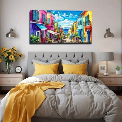 Interesting Houses Colorful Wall Art Canvas Office Home Room Framed 120x60cm