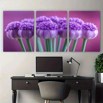 3pcs Allium Angulosum Purple Mouse Garlic Metal Print Ready to Hang Art - Bella Home Decor