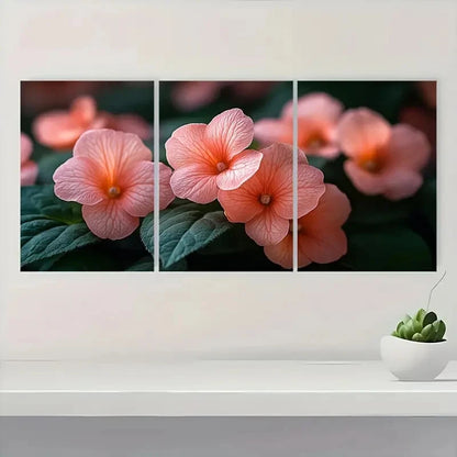 3pcs Impatiens Flower Vibrant Touch-Me-Not Design Metal Print Ready to Hang Art - Bella Home Decor