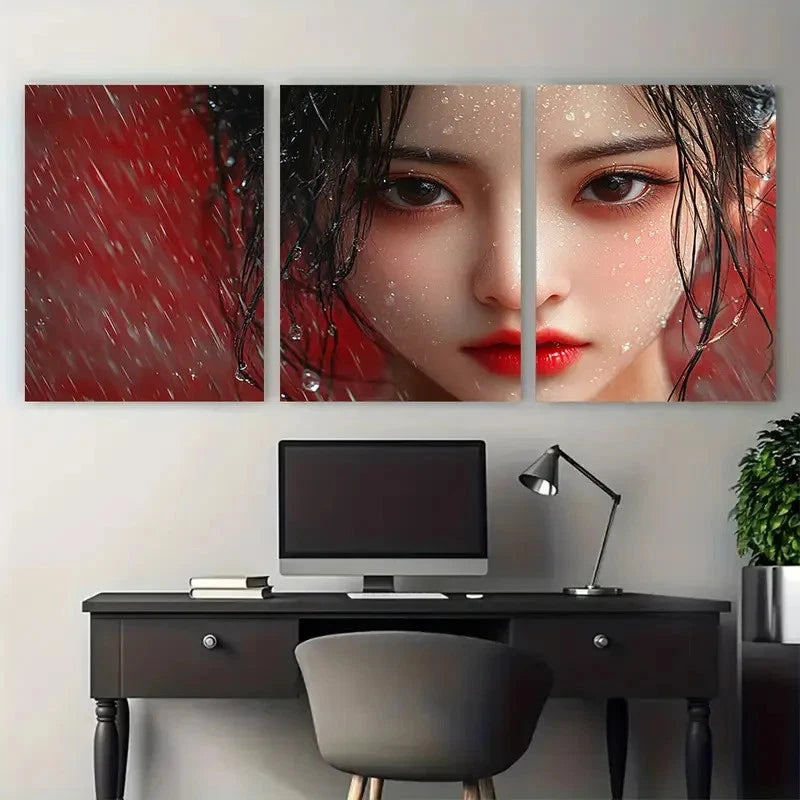 3pcs Beautiful Ginny Leung Illustration Metal Print Ready to Hang Art