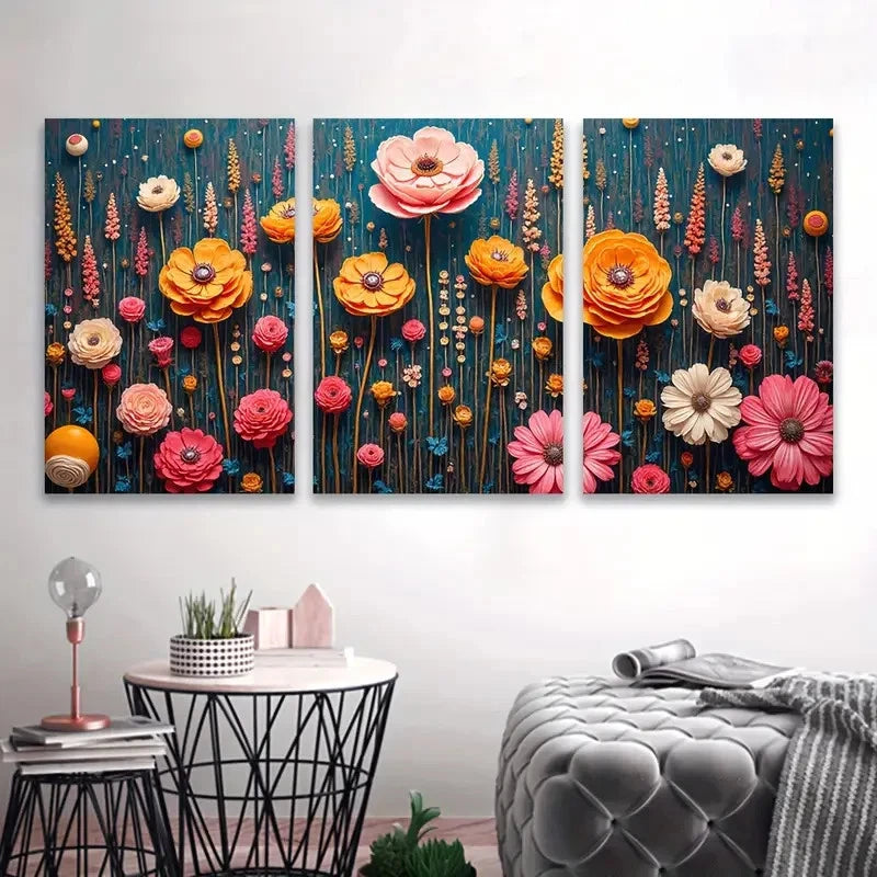 3pcs Rich And Colorful Art Wall Art Set Canvas Framed 50x70cm - High Quality Print 100% Australian Made Wall Canvas Ready to Hang
