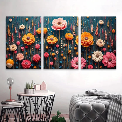 3pcs Rich And Colorful Art Wall Art Set Canvas Framed 50x70cm - High Quality Print 100% Australian Made Wall Canvas Ready to Hang