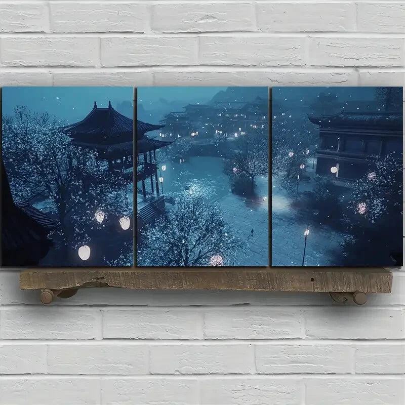 3pcs Beautiful Estate White Lights Metal Print Ready to Hang Art - Bella Home Decor