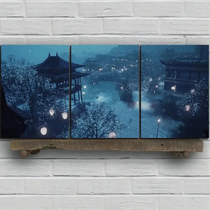 3pcs Beautiful Estate White Lights Metal Print Ready to Hang Art - Bella Home Decor