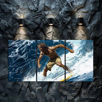 3pcs Oil Painting Embrace The Waves Metal Print Ready to Hang Art
