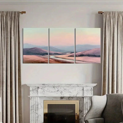 3pcs Desert Landscape Mountain View Pastel Colors Metal Print Ready to Hang Art - Bella Home Decor