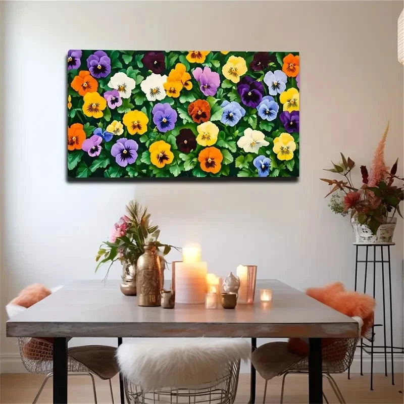 Vibrant Colorful Trumpet Flower Wall Art Canvas Office Home Room Framed 120x60cm