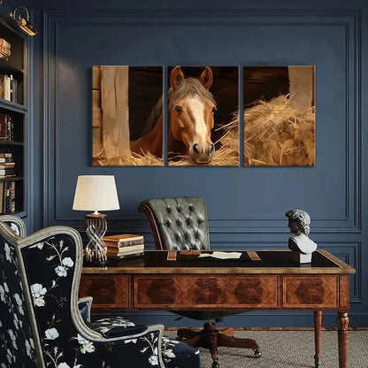 3pcs Barn Scene Warm Tones Cozy Atmosphere Metal Print Ready to Hang Art - Bella Home Decor