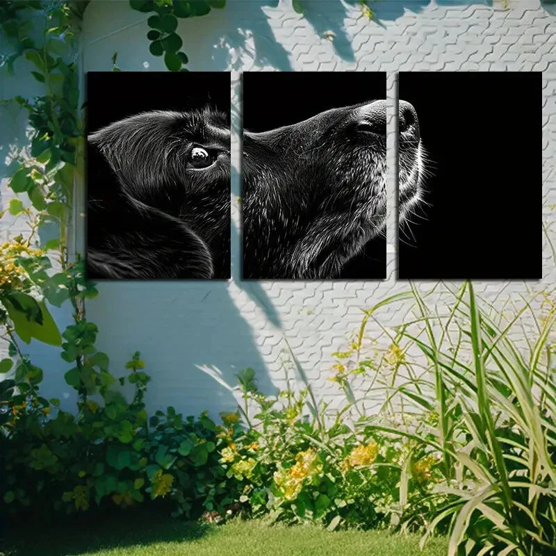 3pcs Dog Portrait in Black Background Metal Print Ready to Hang Art - Bella Home Decor