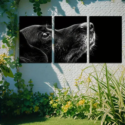 3pcs Dog Portrait in Black Background Metal Print Ready to Hang Art - Bella Home Decor