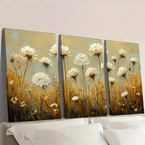 3pcs Painting Wildflower Art  Wall Art Set Canvas Unframed – High Quality Print 100% Australian Made Wall Canvas - Bella Home Decor