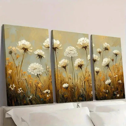3pcs Painting Wildflower Art  Wall Art Set Canvas Unframed – High Quality Print 100% Australian Made Wall Canvas - Bella Home Decor