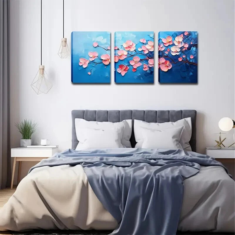 3pcs Pink Orchids Blooming On Dark Brown Perfect Wall Art Set Canvas Framed 40x60cm - High Quality Print 100% Australian Made Wall Canvas Ready to Hang - Bella Home Decor