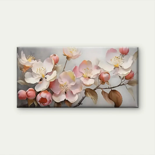 Branches Pink Flowers White Wall Art Canvas Office Home Room Framed 120x60cm