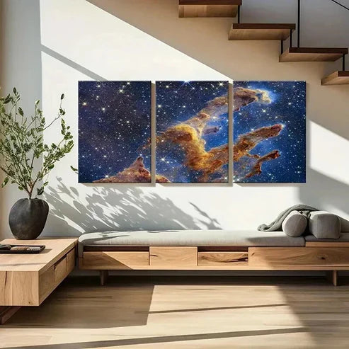 3pcs Space-Themed Cosmic Nebula Decor Wall Art Set Canvas Unframed - High Quality Print 100% Australian Made Wall Canvas