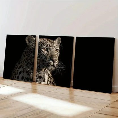 3pcs Elegant Leopard Wild Beauty Animal  Wall Art Set Canvas Framed 40x60cm - High Quality Print 100% Australian Made Wall Canvas Ready to Hang