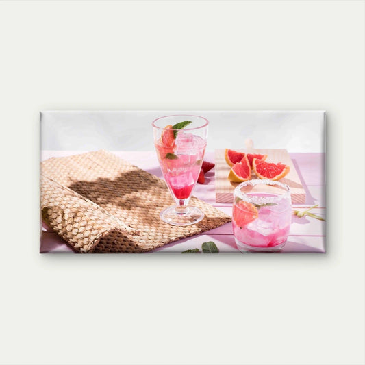 Fruity Pink Gin Beverage Wall Art Canvas Office Home Room Framed 120x60cm