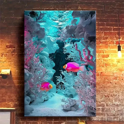 Vibrant Underwater Coral and Fishscape Metal Print Ready to Hang
