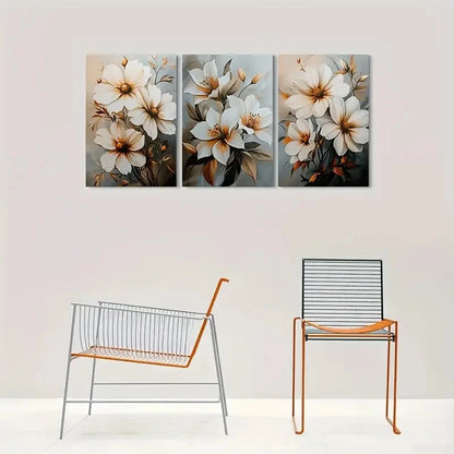 3pcs Abstract Floral Golden Buds Wall Art Set Canvas Framed 40x60cm - High Quality Print 100% Australian Made Wall Canvas Ready to Hang - Bella Home Decor