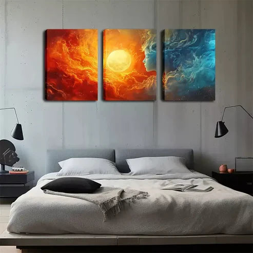 3pcs God Of The Sun And Moon Wall Art Canvas Unframed - High Quality Print 100% Australian Made Wall Canvas - Bella Home Decor