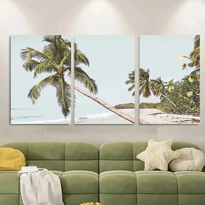 3pcs Palm Trees Tropical Beach Metal Print Ready to Hang Art