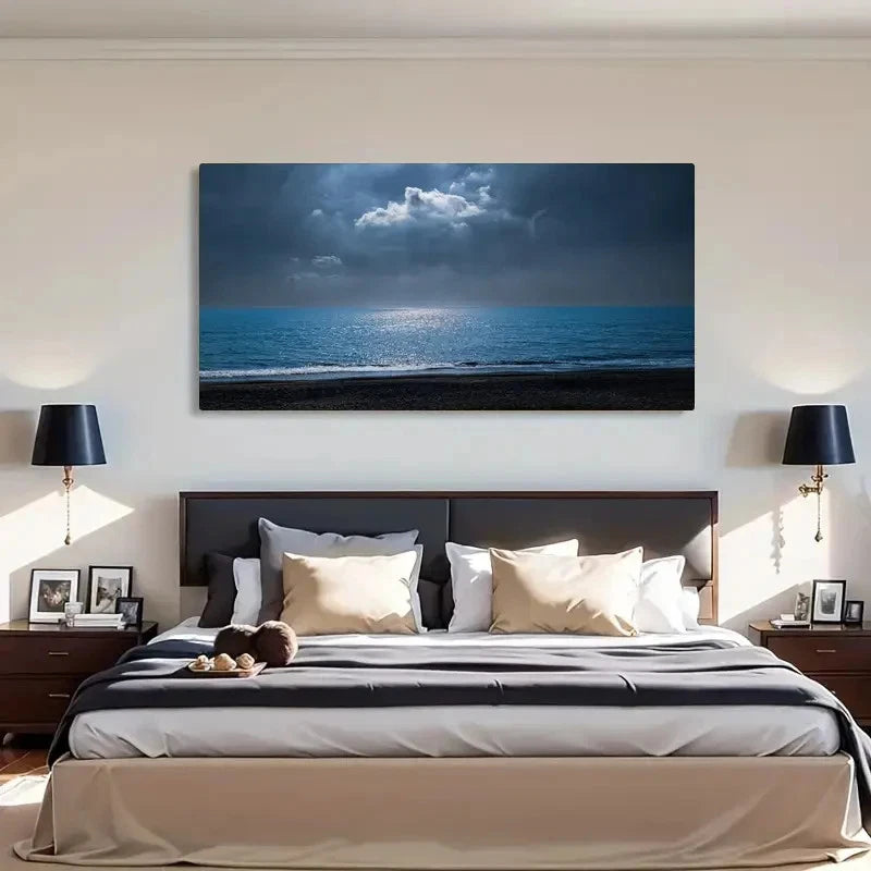 Stunning Ocean Scenery Calm Wall Art Canvas Office Home Room Framed 120x60cm - Bella Home Decor