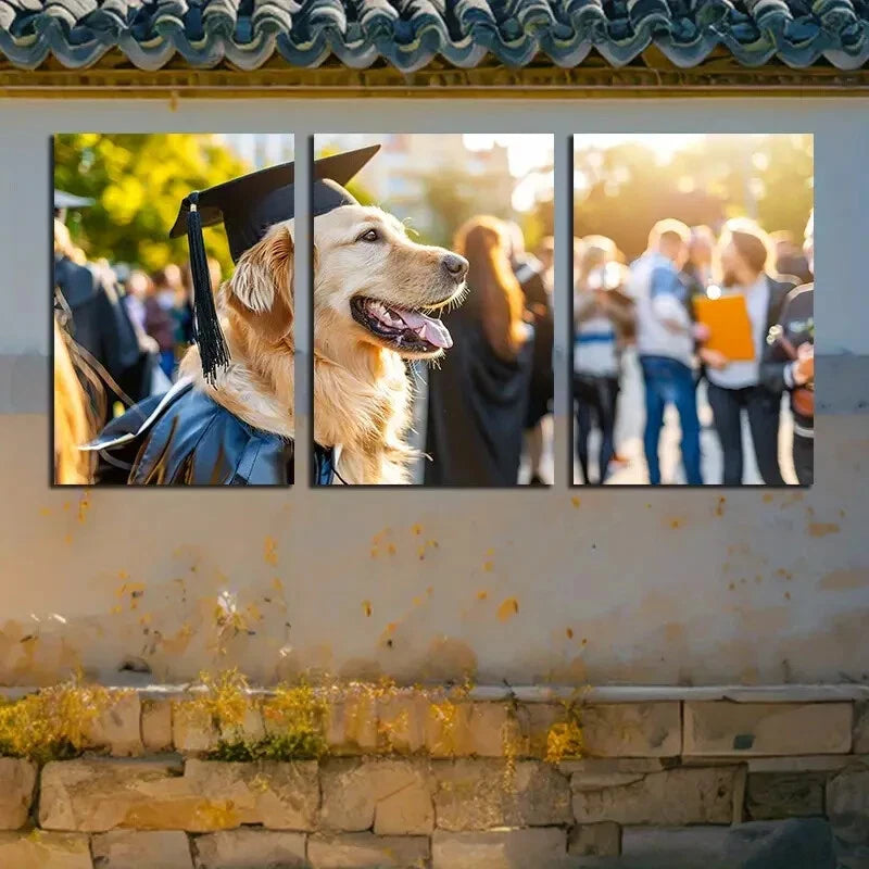 3pcs Golden Retriever Graduation Metal Print Ready to Hang Art - Bella Home Decor