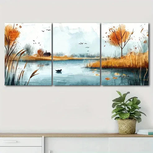 3pcs Featuring Exquisite Autumn Scenery Perfect Wall Art Canvas Unframed - High Quality Print 100% Australian Made Wall Canvas