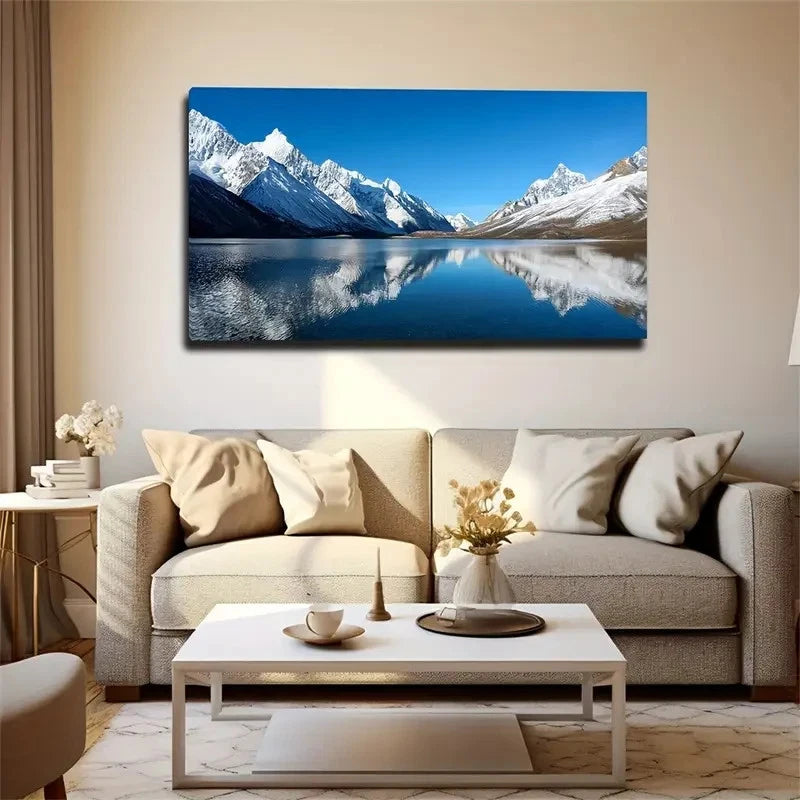 Romantic Snow-Capped Wall Art Canvas Office Home Room Framed 120x60cm - Bella Home Decor