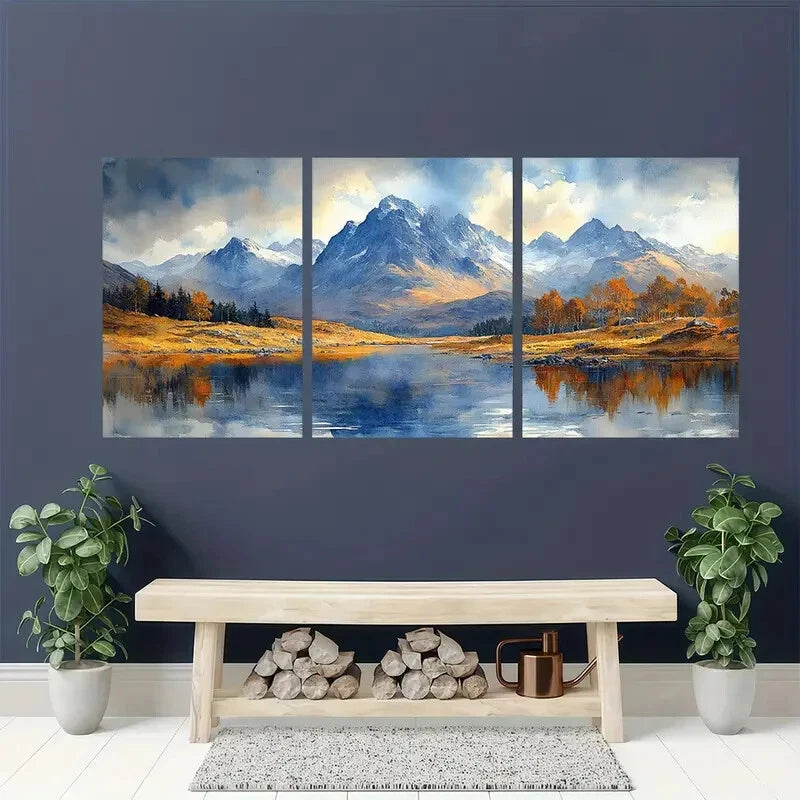 3pcs Scotland Painting Glen Coe Watercolor Metal Print Ready to Hang Art - Bella Home Decor