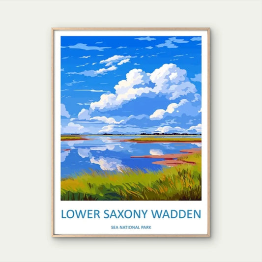 Lower Saxony Wadden Sea National Park Coastal Travel Poster Print Wall Art