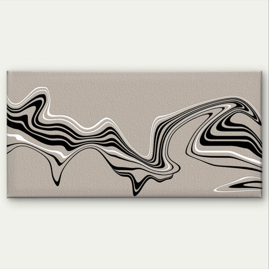 Modern Abstract Black and White Wave Wall Art Canvas Office Home Framed 120x60cm