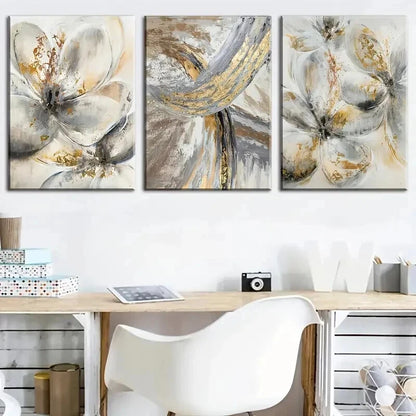 3pcs Showcasing Elegant Golden Abstract Perfect Wall Art Set Canvas Framed 50x70cm - High Quality Print 100% Australian Made Wall Canvas Ready to Hang - Bella Home Decor