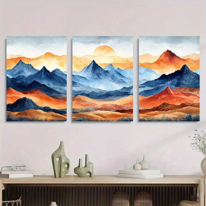 3pcs Stunning Desert Mountain Metal Print Ready to Hang Art - Bella Home Decor