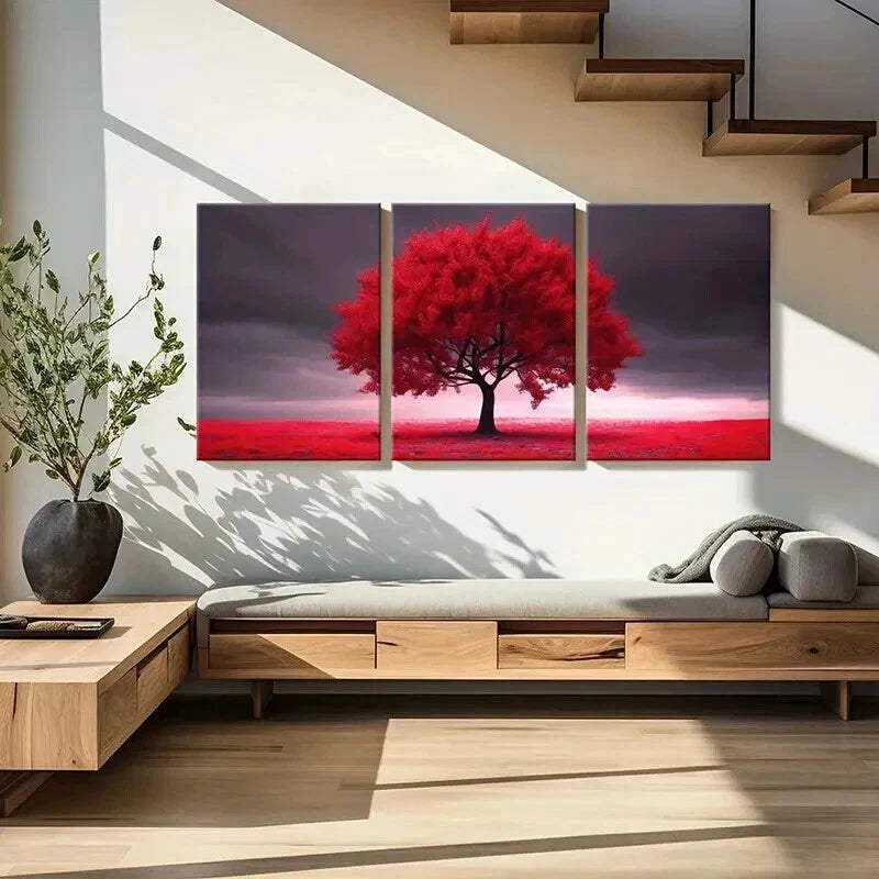 3pcs Natural Landscape Art Red Trees  Wall Art Set Canvas Framed 60x90cm - High Quality Print 100% Australian Made Wall Canvas Ready to Hang - Bella Home Decor