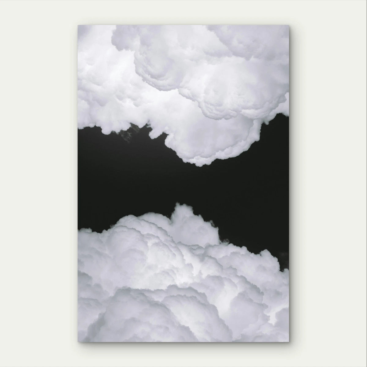 Black and White Puffy Storm Clouds Aesthetic 40x60cm Metal Print Ready to Hang