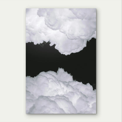 Black and White Puffy Storm Clouds Aesthetic 40x60cm Metal Print Ready to Hang