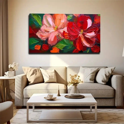 Red Flowers Exquisitely Wall Art Canvas Office Home Room Framed 120x60cm