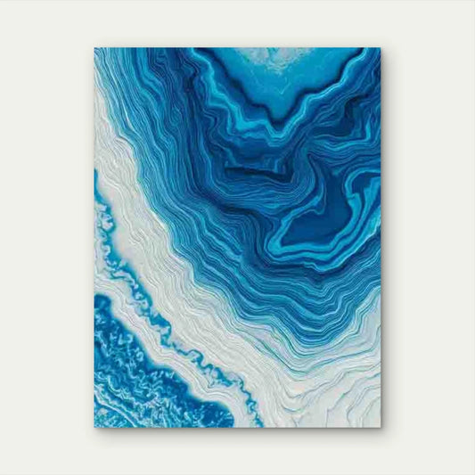 Wavy Blue And White Abstract Design 40x60cm Metal Print Ready to Hang