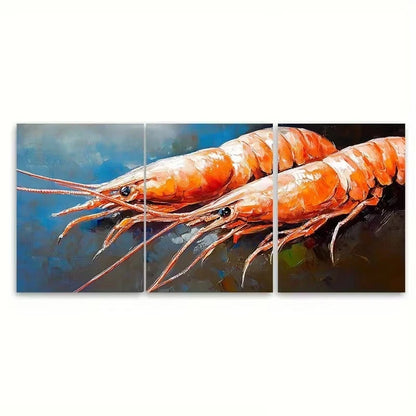 3pcs Shrimp Fine Art Fish Wall Art Set Canvas Framed 60x90cm - High Quality Print 100% Australian Made Wall Canvas Ready to Hang