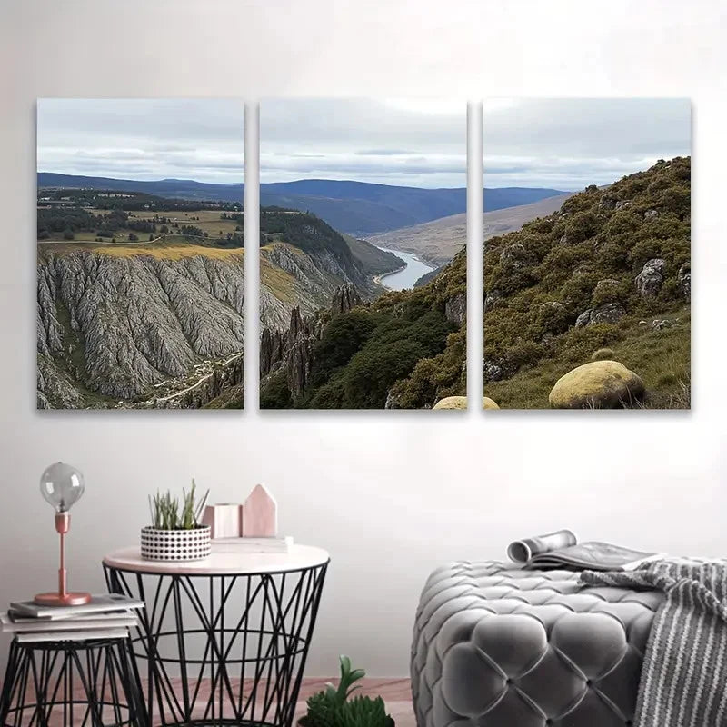 3pcs Rivers And Mountains Landscape Wall Art Set Canvas Framed 40x60cm - High Quality Print 100% Australian Made Wall Canvas Ready to Hang
