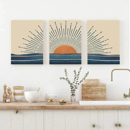 3pcs Abstract Sunset Contemporary Perfect Wall Art Set Canvas Framed 60x90cm - High Quality Print 100% Australian Made Wall Canvas Ready to Hang - Bella Home Decor