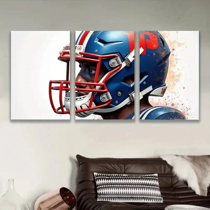 3pcs Watercolor Football Painting Wall Art Set Canvas Framed 40x60cm - High Quality Print 100% Australian Made Wall Canvas Ready to Hang