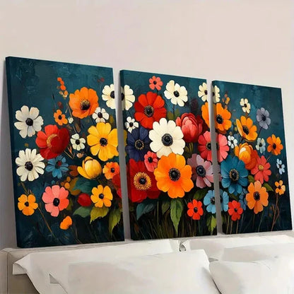 3pcs Vibrant Floral Bouquet by Pablo Picasso BP Wall Art Set Canvas Unframed - High Quality Print 100% Australian Made Wall Canvas