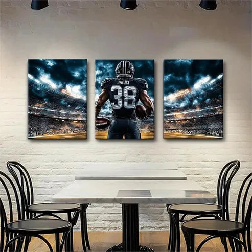 3pcs Football Stadium Powerful Athlete Perfect Wall Art Canvas Unframed - High Quality Print 100% Australian Made Wall Canvas - Bella Home Decor