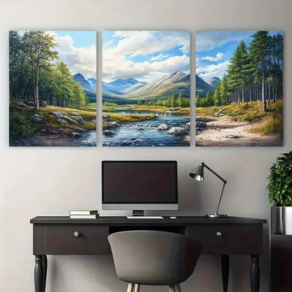 3pcs Lochnagar Munros Ballochbuie Forest Design Metal Print Ready to Hang Art - Bella Home Decor